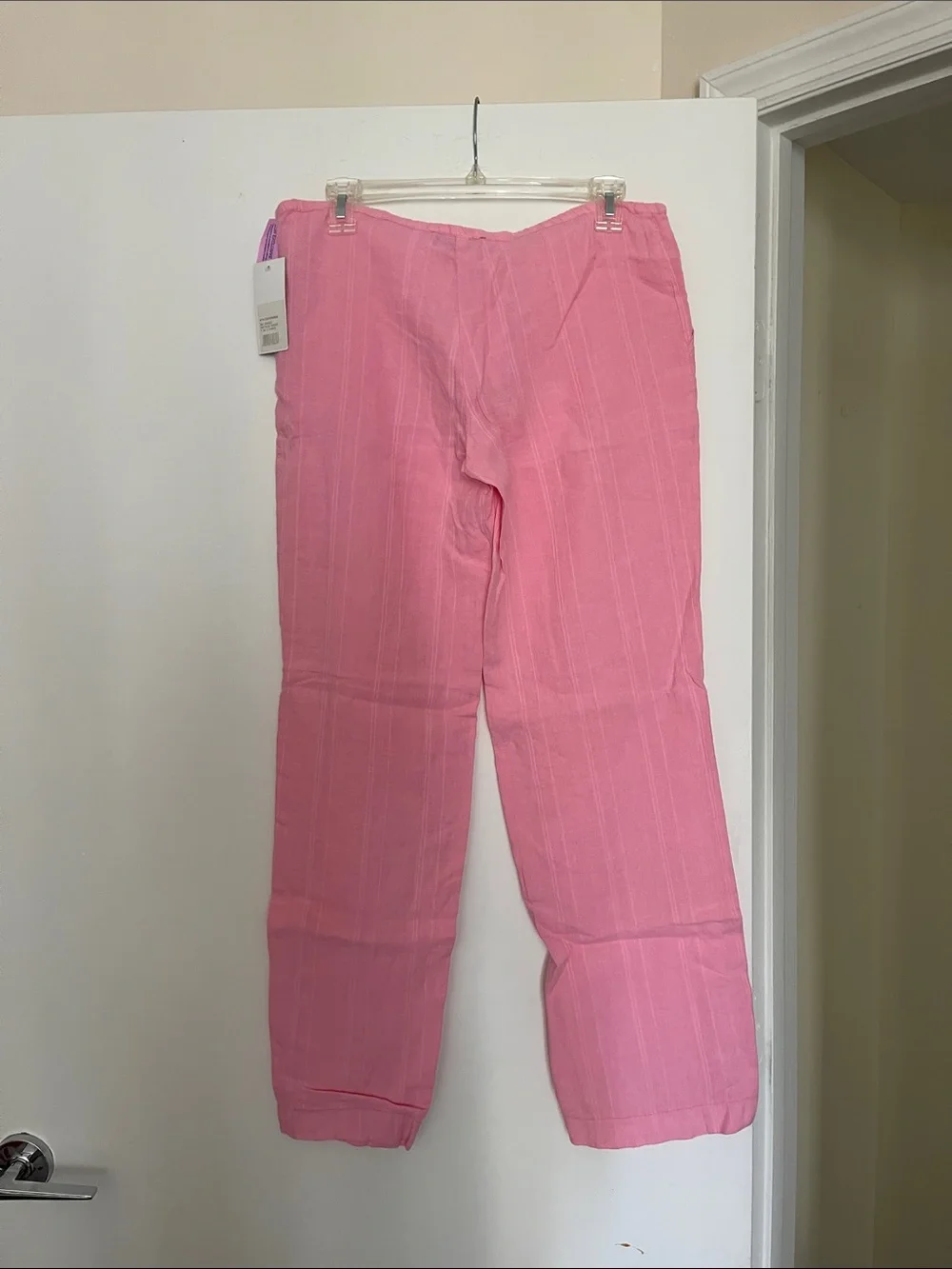 Pink Drawstring Linen Pants - Picture 7 of 11